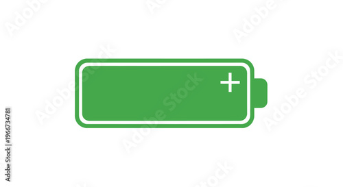 A green battery icon with a plus sign on a white background shows energy.