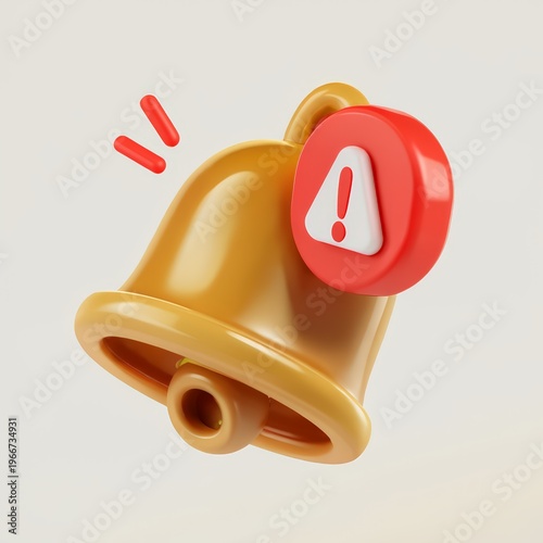 A yellow bell with a red exclamation mark sign indicating caution or alertness.