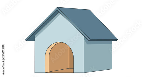 Dog House With Blue Roof.