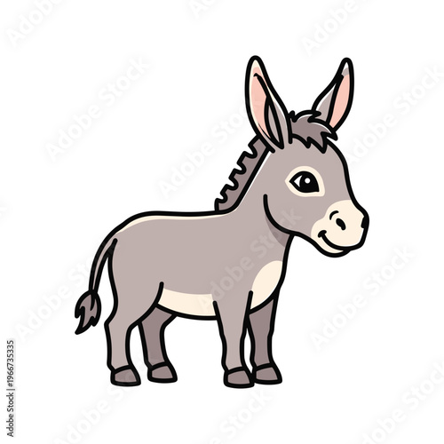Cartoon donkey standing alone facing right.