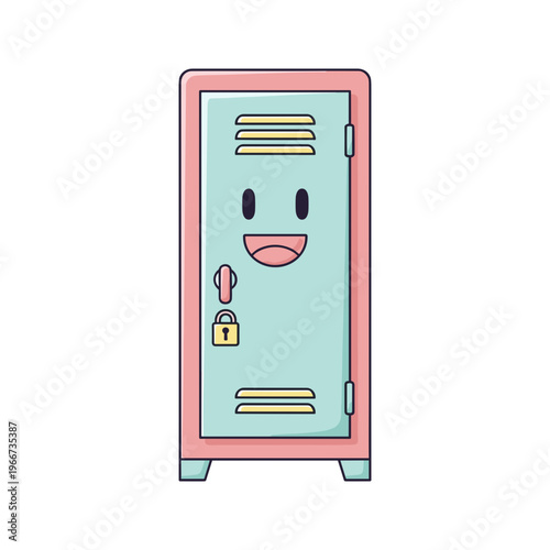 Cartoon locker with smiling face.