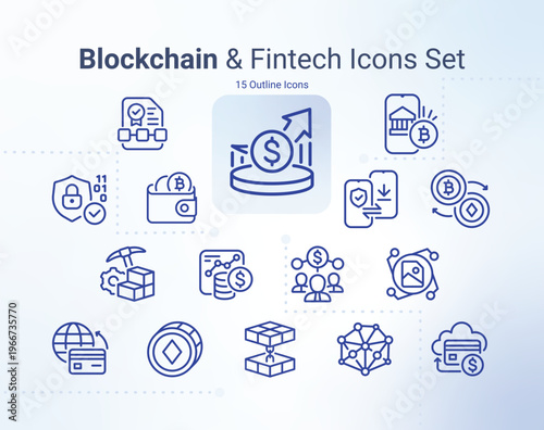 Blockchain & Fintech Icons Set