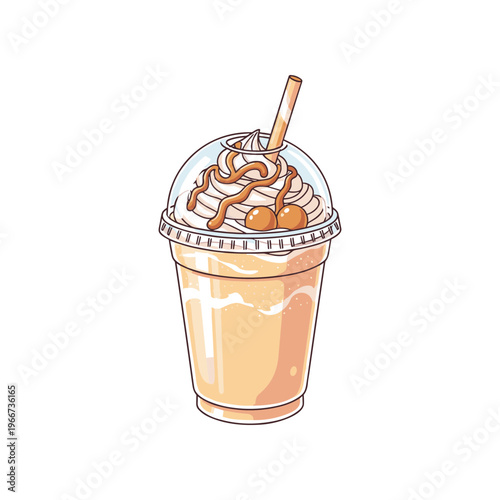 Delicious Caramel Milkshake Drink Dessert.