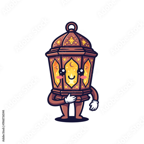 Foto Smiling Lantern Cartoon Character Illustration.