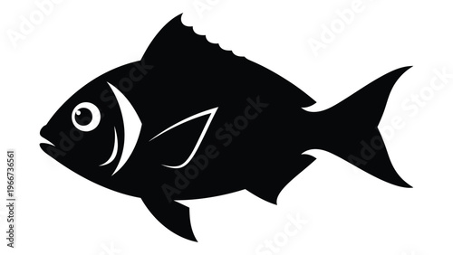 A striking black silhouette of a fish with a visible eye and fin details showcasing aquatic life silhouette high quality professional