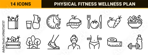 Healthy Lifestyle and Wellness Fitness Diet Minimalist Monoline Geometric Line Art for Medical and Nutrition Applications