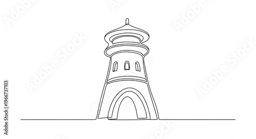 Minimalist Lighthouse Line Drawing, Single Line Art, Beacon Tower Illustration