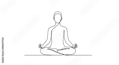 Minimalist Line Art Meditation: Person in Lotus Pose, Zen Mindfulness