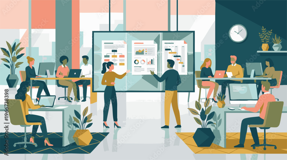 © Nomadic - Business professionals collaborating and working in a modern office environment