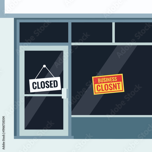 Closed business storefront door sign.
