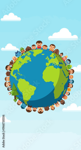 Diverse People Around The Globe Together.