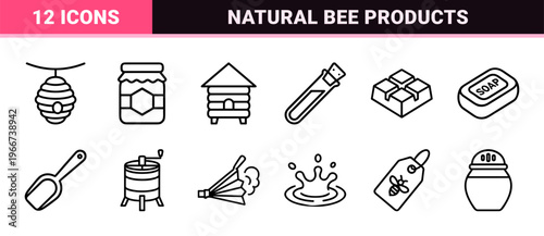 Honey Production and Apiary Management minimalist Monoline Geometric Line Art for Commercial Packaging and Digital Interface Design