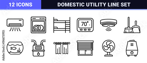 Home Interior and Domestic Utility Linear Elements for Modern Living Spaces featuring minimalist Monoline Geometric Line Art Design