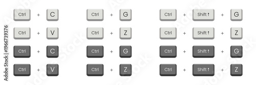 Tableau sur toile Core Keyboard Shortcut Keys Icon Set – Ctrl C V Z G Shift Copy Paste Undo Redo V