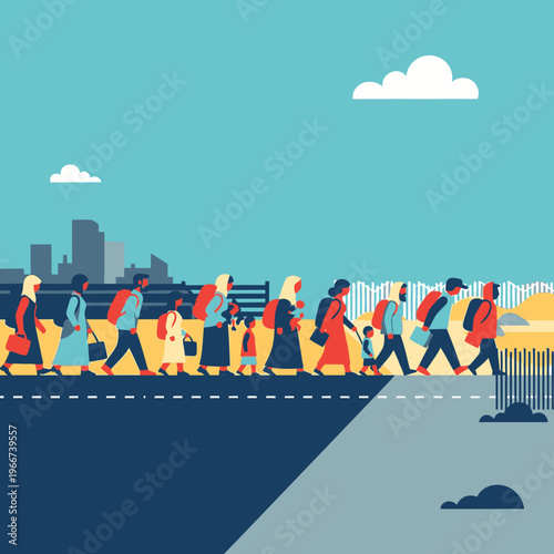 People walking on the road together.