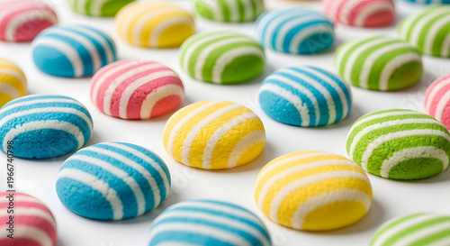 Colorful Easter eggs on white background festive spring decoration