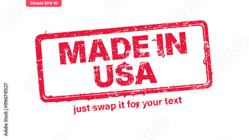 usa red rubber stamp vector with distressed ink texture and clean frame, built for packaging, shipping labels, office paperwork, certification workflows, and commercial branding use.