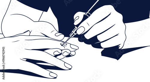 Hand getting tattooed with a tiny diamond shape on finger