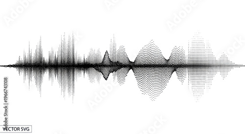 Abstract Sound Waveform Dots Pattern on White Background - Audio Visualizer