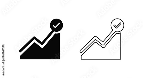 a pair of line graphs with checkmarks on a white background Vector