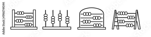 Collection of four different abacus icons in a simple line art style