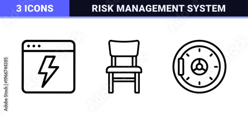 Insurance Risk Management and Financial Protection Minimalist Monoline Vector Set for Professional UI UX Design and Brand Agencies