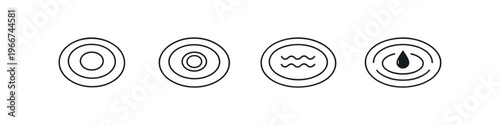 Set of four abstract icons representing ripples and water drop effects