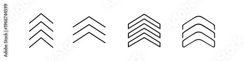 Set of chevron icons representing progress, ranking, or levels