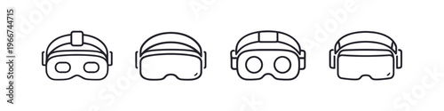 Collection of four distinct virtual reality headset icons in a line