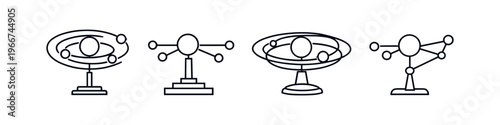 Collection of stylized astronomical models and scientific diagrams on a white background