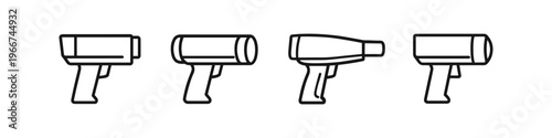 Collection of four different handheld scanner icons in a simple line art style