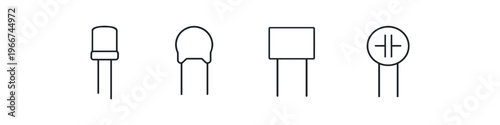 Set of electronic component symbols including resistors and capacitors
