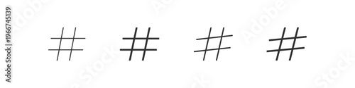 Four simple hash symbols displayed in a row on a white background