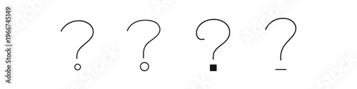 Four different question marks in a row on a white background