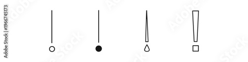 Minimalist collection of exclamation mark variations with geometric shapes