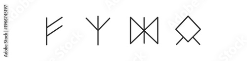 Collection of ancient Norse runes and symbols on a clean white background