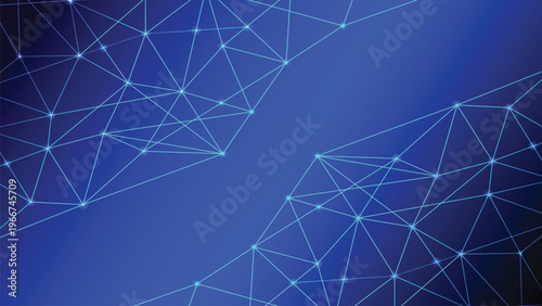 Futuristic blue technology network background with glowing connecter nodes and polygonal lines	