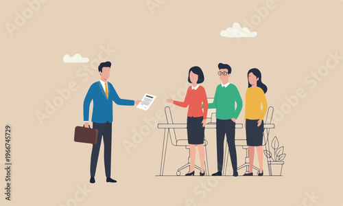 offer teams together success candidate to join, welcome opportunity concept, businessman hand offer new office desk job