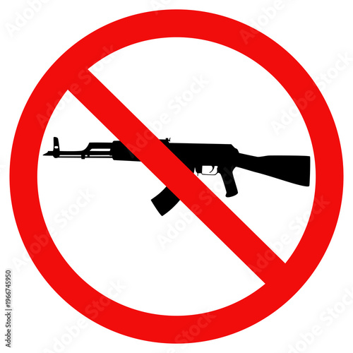 No Gun or Weapon Sign, Anti war sign for campaign. Flat vector illustration