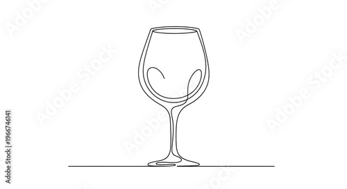 Elegant Wine Glass Silhouette, Minimalist Line Art, Single Continuous Line Drawing