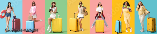 Set of young women with lug...
