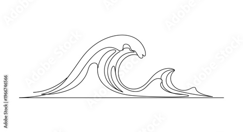 Stylized Line Art Wave Illustration
