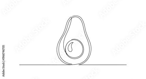 Minimalist Avocado Half Line Art, Single Line Drawing, Healthy Food Icon