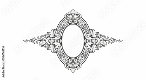 Ornate oval frame with intricate scrolled floral detailing and symmetrical extensions