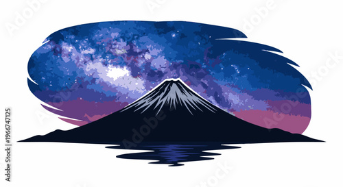 Silhouette of a mountain peak against a vibrant starry night sky