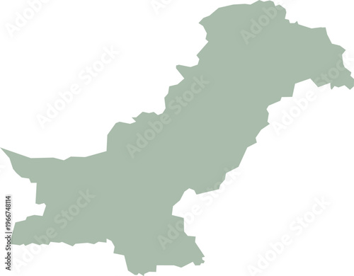 Light Green Pakistan Map Silhouette – Detailed Pale Olive Vector Outline of Pakistan Borders