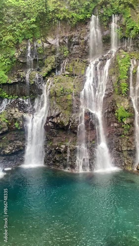 Cascade of Grand Galet in Langevin valley, La Reunion,  Anse Reunion, La Digue