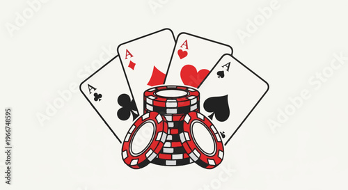 Four aces and casino chips
