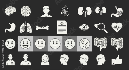 Medical Icons: Health, Anatomy, Emotions, and Human Body Elements