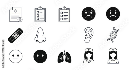 Medical Icons: Health, Diagnosis, and Healthcare Symbols